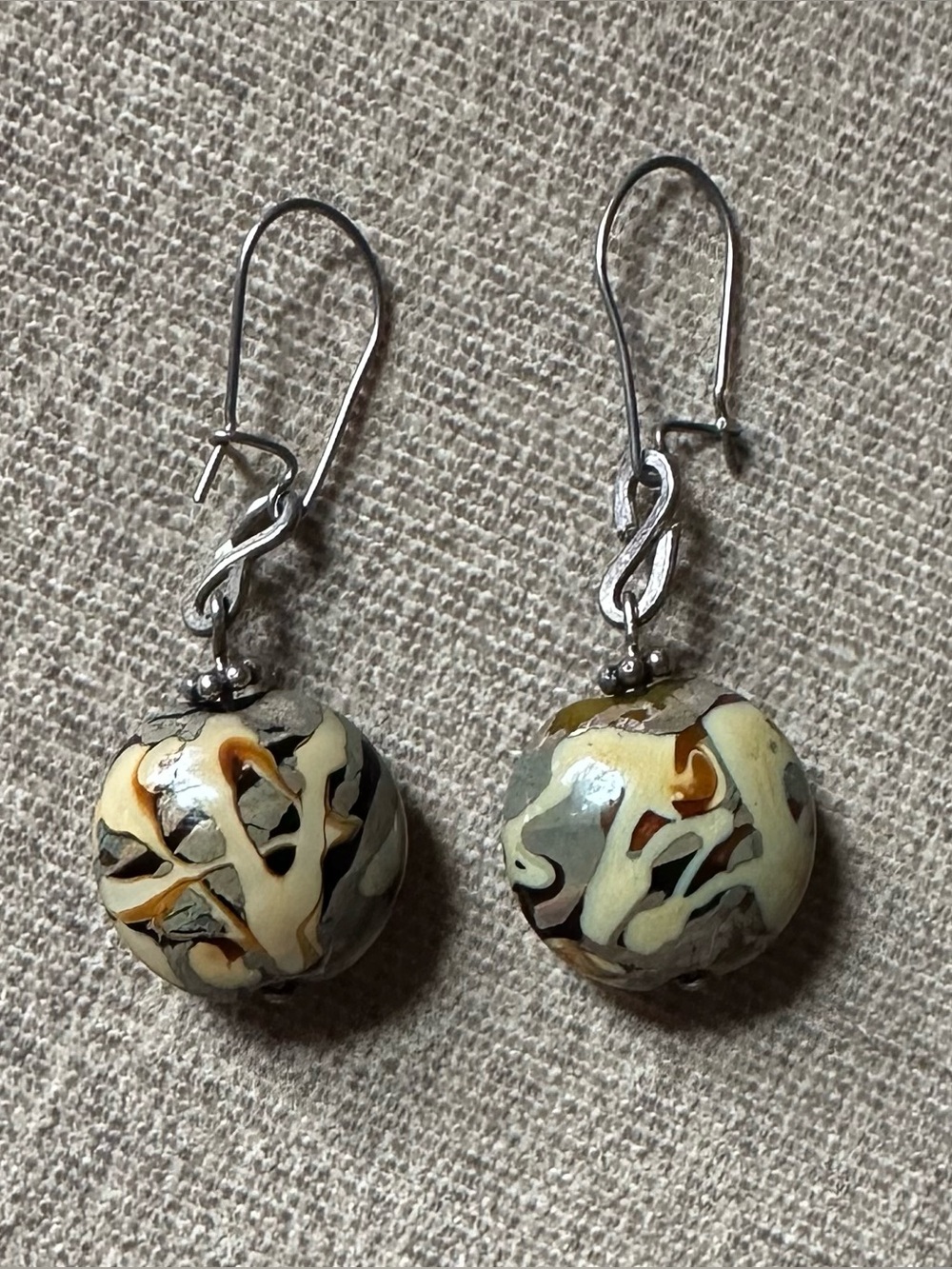 Beautiful Vintage Glass Bead Earrings With Sterling Silver